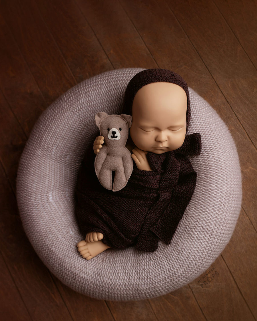 props-for-newborn-photography-session-boy-girl-posing-cushion-wrap-hat-teddy-bear-europe