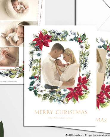 Christmas Card Photoshop Template | Christmas Wreath