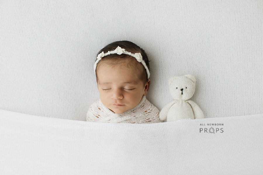 newborn-photo-props-girl-posing-backdrop-tieback-headband-teddy-white-europe
