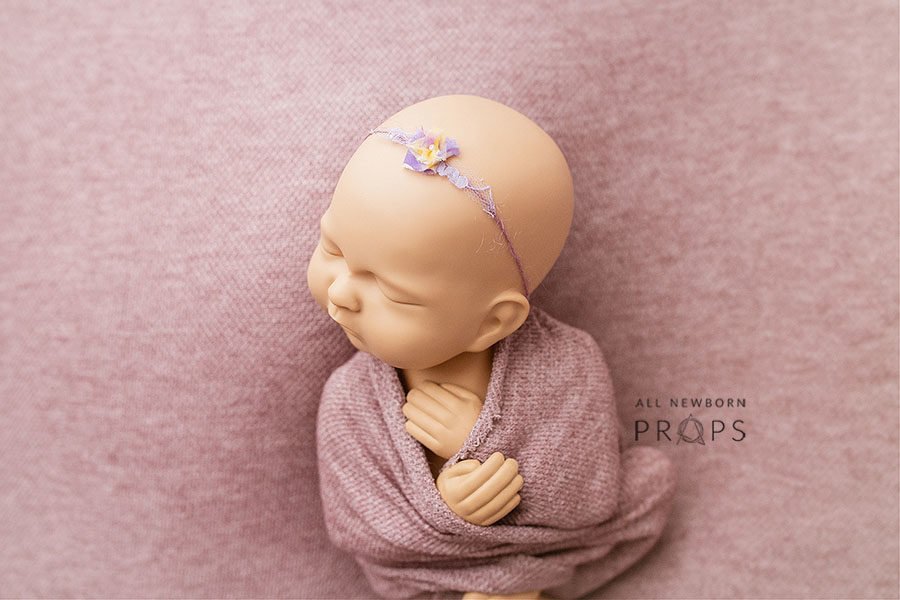 Flower Headband Newborn Girl Prop, Knit Textured Wrap