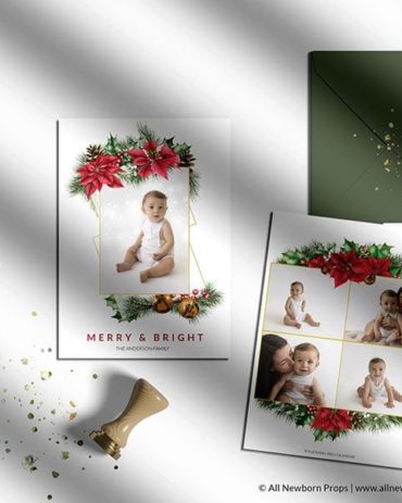 Christmas-Card-Photoshop-Template-Merry-Bright-puansetia