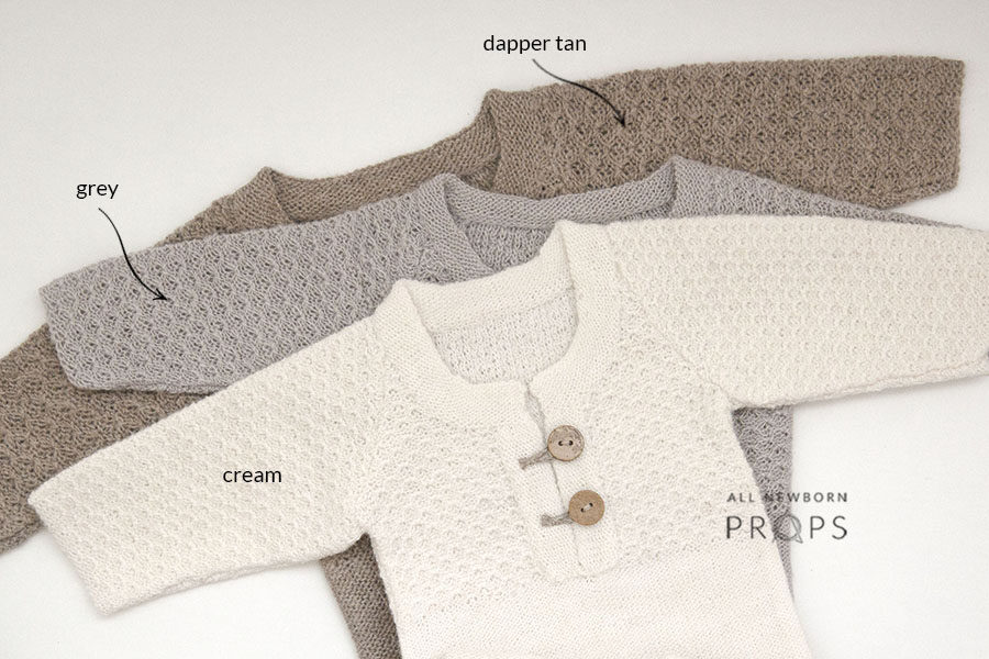 newborn-photo-outfits-sleepers-knitted-boy-girl-cream-grey-brown-europe-uk