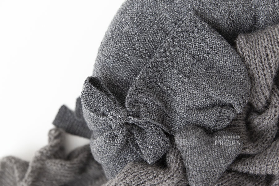 Infant-Picture-Props-Bundle-bonnet-knitted-boy-girl-grey-europe
