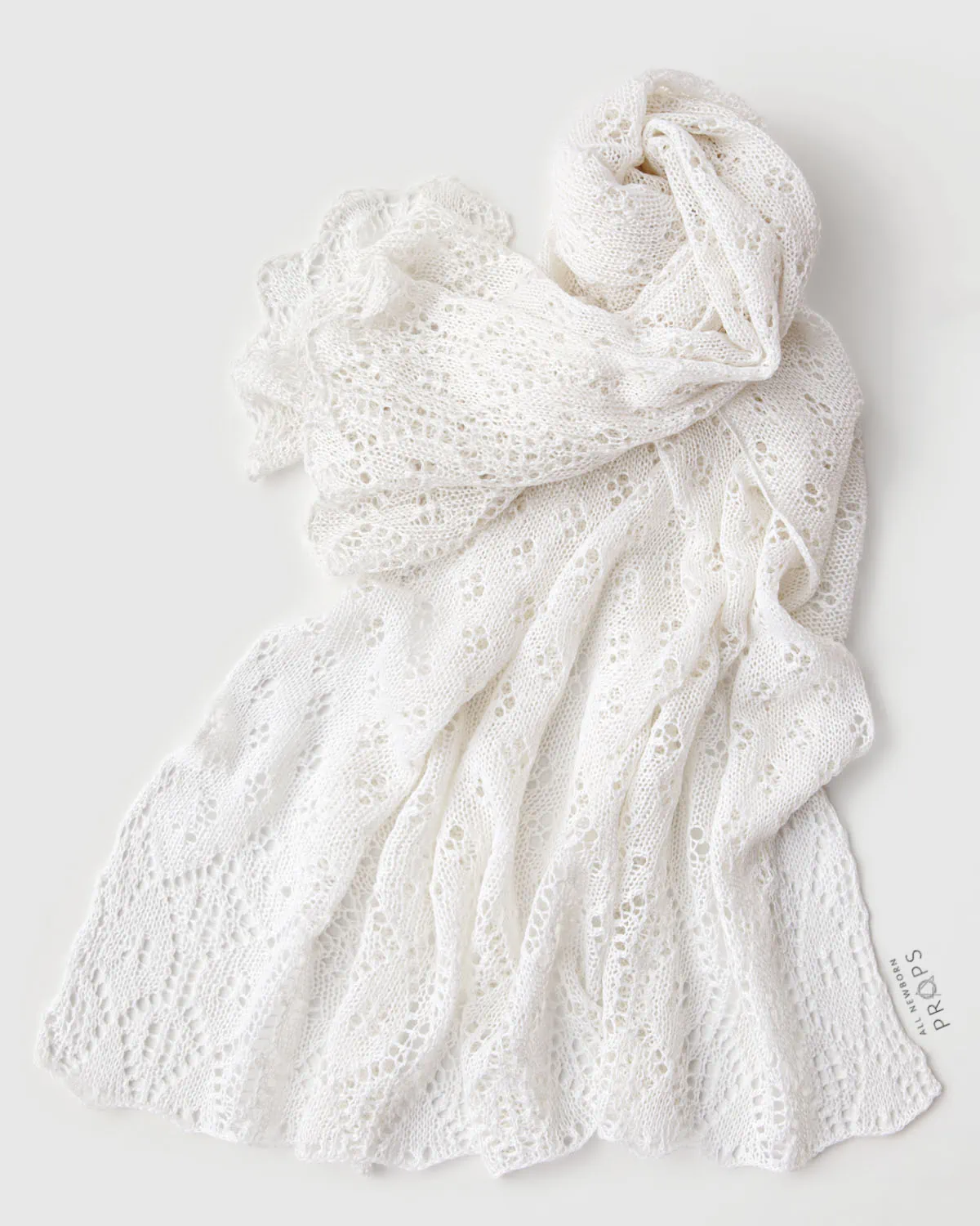Newborn-Baby-Blanket-Shawl-Layer-knitted-lacy-wrap-white-cream-photography-props-boy-girl-europe