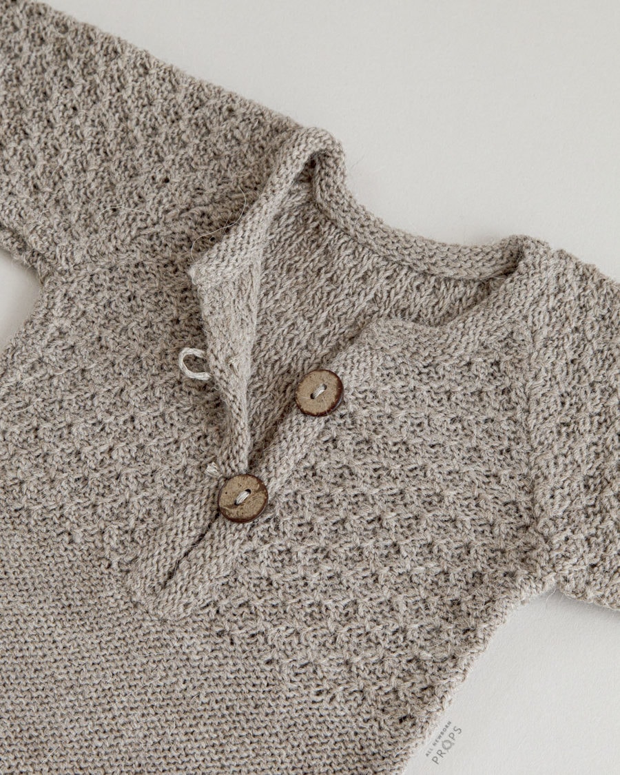 Newborn-Photography-Outfits-Knitted-boy-one-piece-props-dapper-tan-brown-neutral-europe