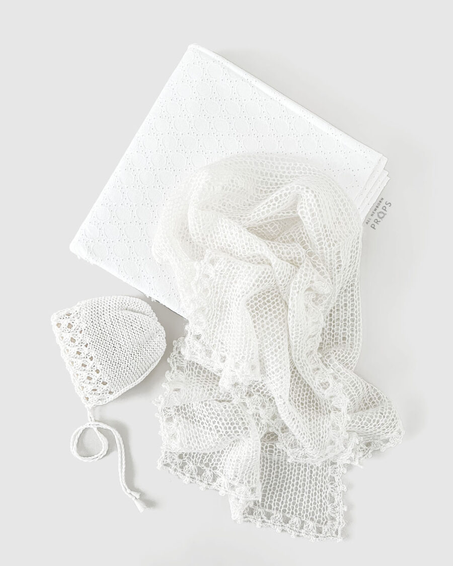 Baby-Newborn-Props-Set-blanket-wrap-bonnet-white-boy-europe
