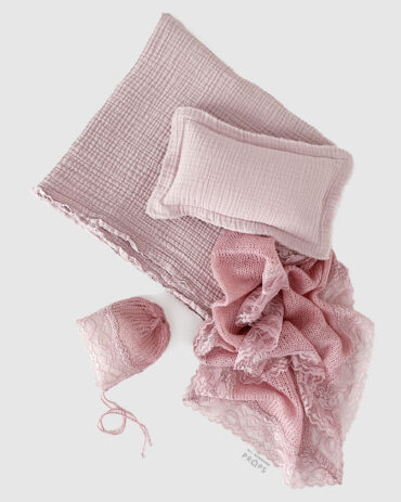 Baby-Photo-Prop-Girl-Set-blanket-wrap-posing-pillow-bonnet-pink-europe