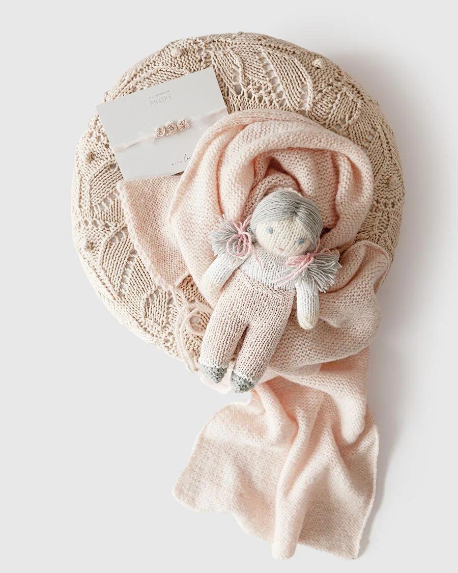 newborn-photography-props-girl-set-poser-wrap-bonnet-headband-doll-perry-lucca-pink-blush-europe
