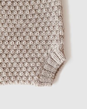 Detailed view of leg openings on Luther newborn baby bloomers with fine ribbed finish.